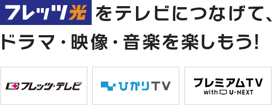 フレッツ光をテレビにつなげて、ドラマ・映像・音楽を楽しもう！